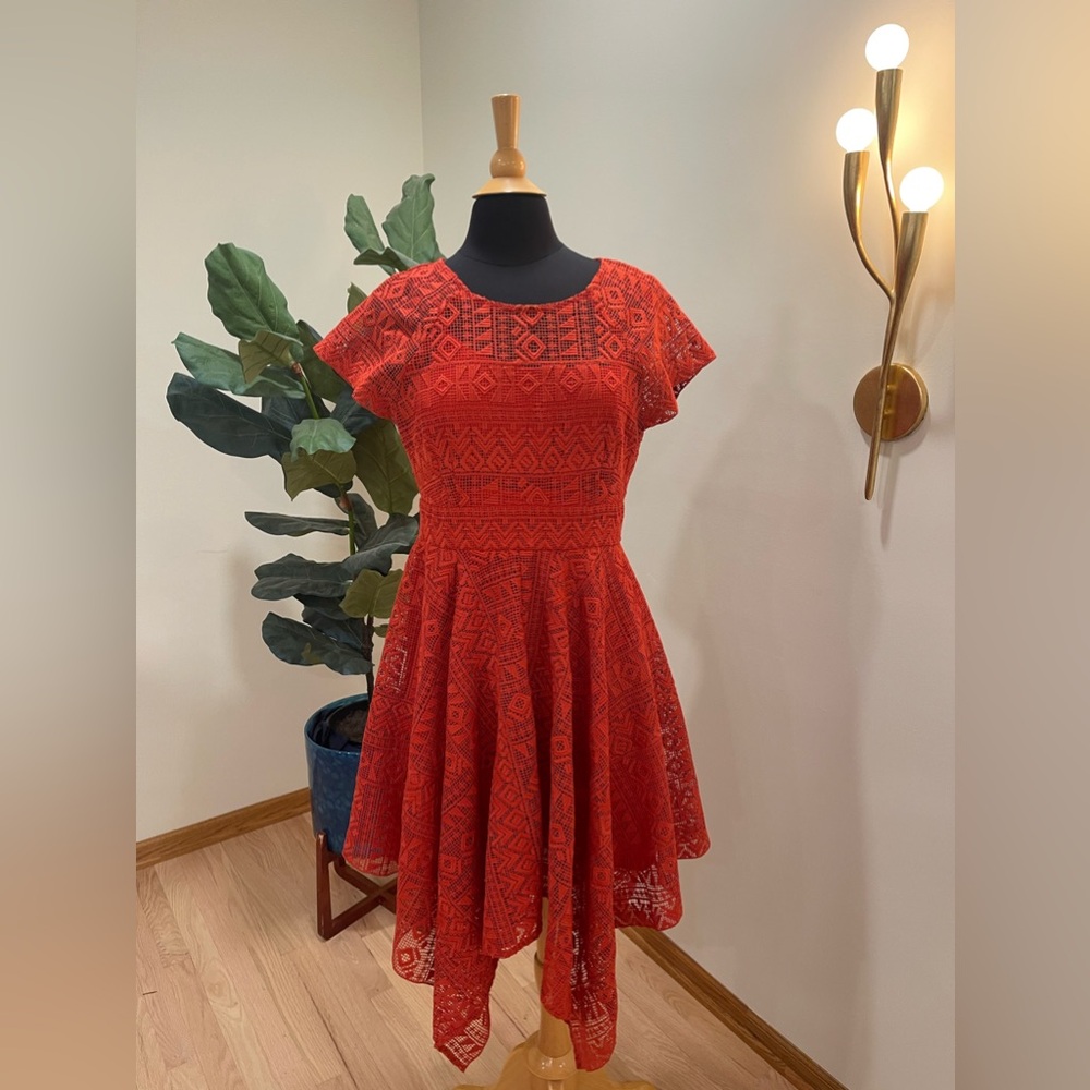 Anthropologie Maeve Orange Handkerchief Dress fit and flare